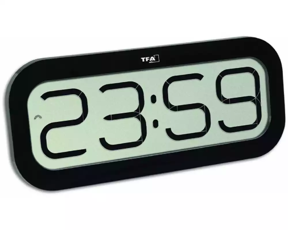TFA Dostmann Funk-Wanduhr Digital Bimbam Schwarz