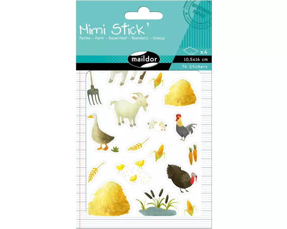 Clairefontaine Motivsticker Mimi Bauernhof 4 Bogen