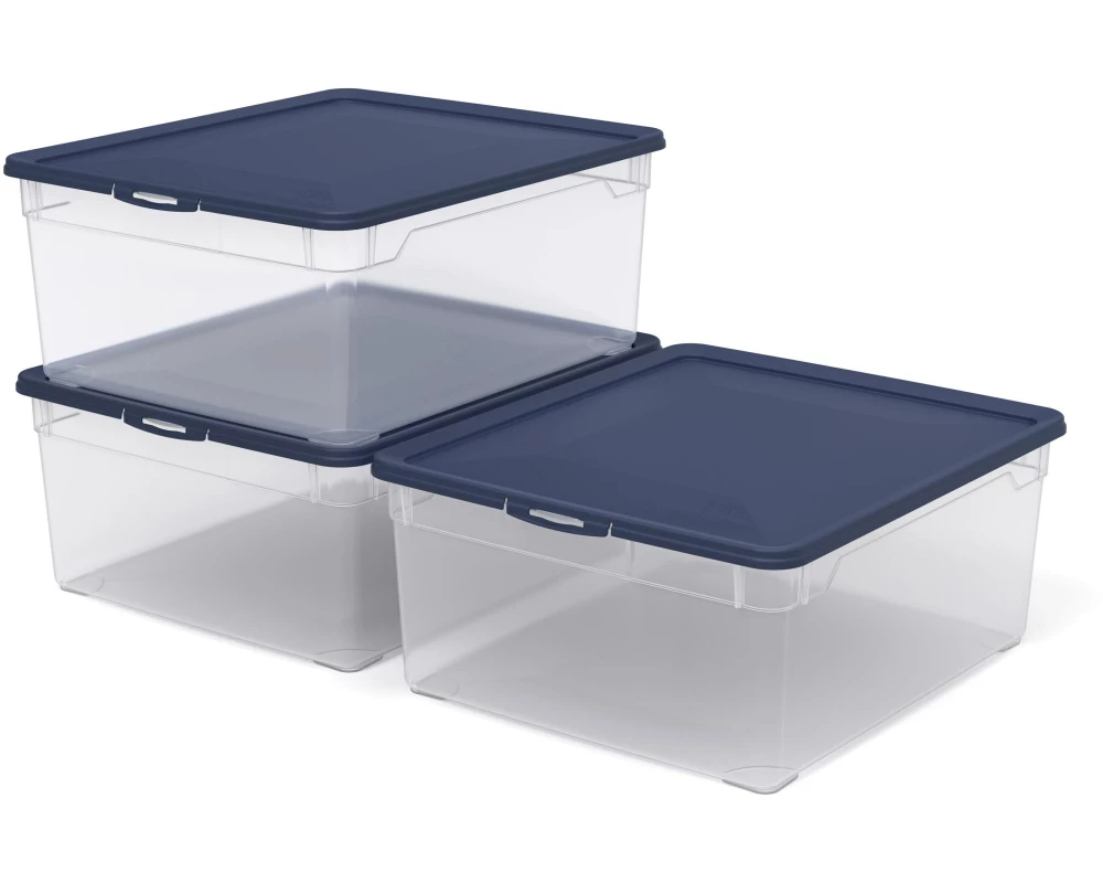 Rotho Aufbewahrungsbox CLEAR Blau, 3 tlg.