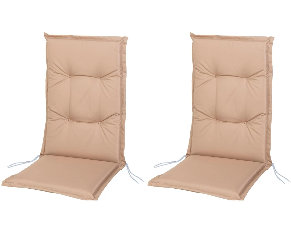 COCON Stuhlauflage Hochlehner Outdoor 118 x 50 cm, Beige, 2er-Set