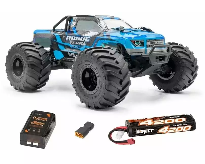 Hobbytech Monster Truck Rogue Terra Brushless Blau, RTR, 1:10