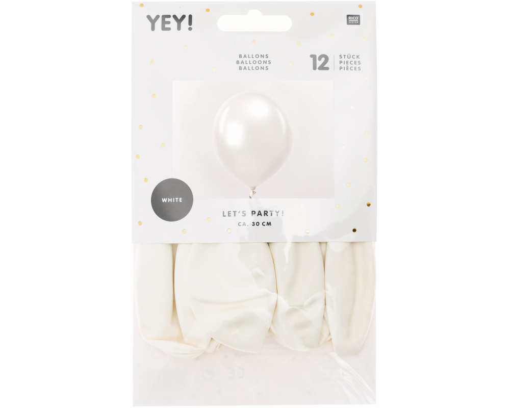 RICO DESIGN Luftballons 30cm 81001.00.02 weiss 12 Stück