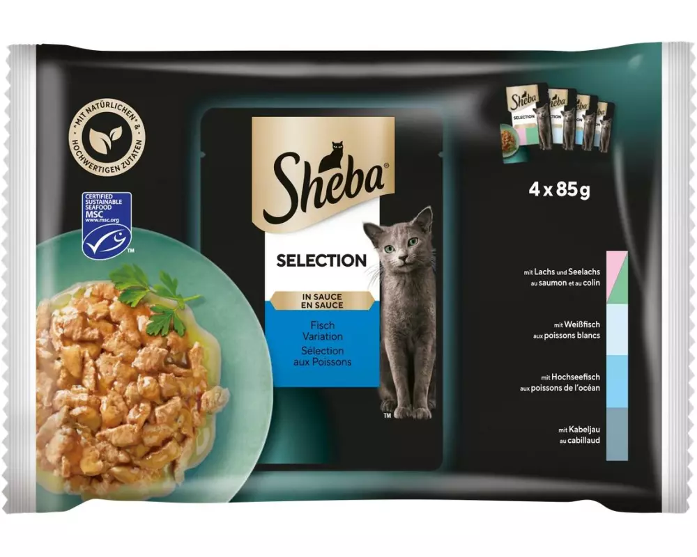 Sheba Nassfutter Selection Sauce Fisch Variation, 4 x 85g