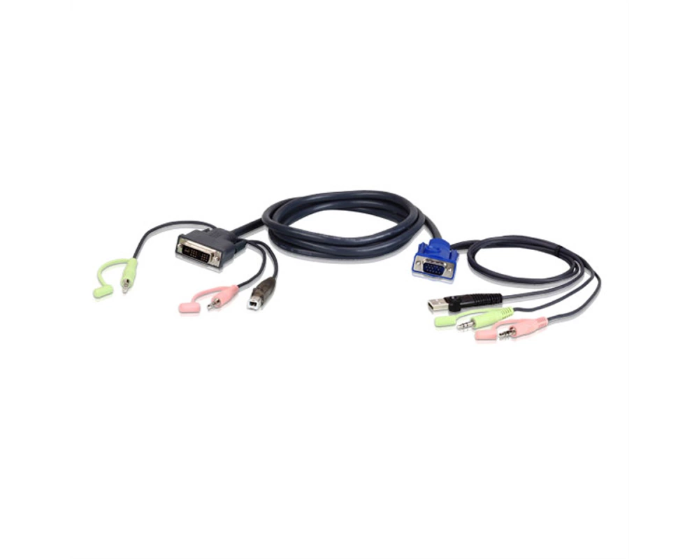 ATEN 2L-7DX2U KVM-Kabel VGA zu DVI 1,8m, schwarz, 1,8 m