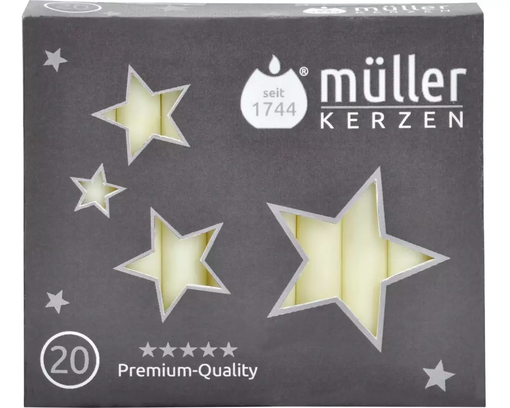 müller Kerzen Baumkerze Créme, 20 Stück
