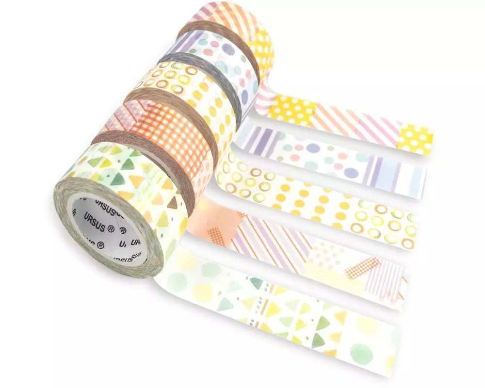 URSUS Washi Tape 10 m 5 Rollen, Mehrfarbig, Patchwork