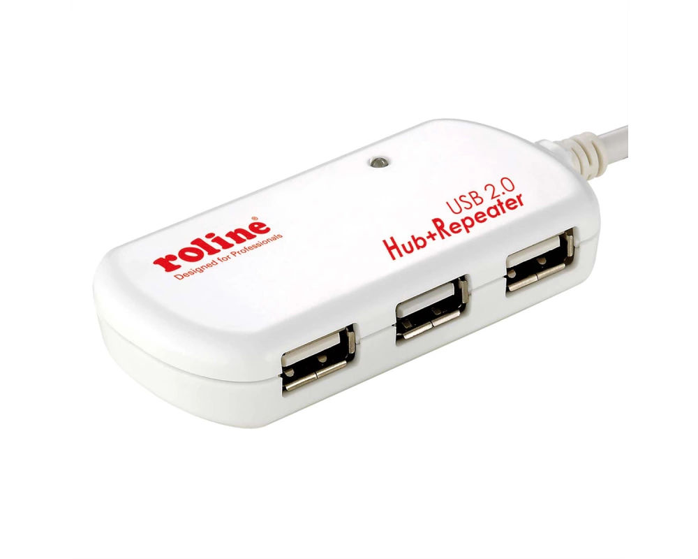 ROLINE USB 2.0 4-Port Hub mit Repeater, 12 m