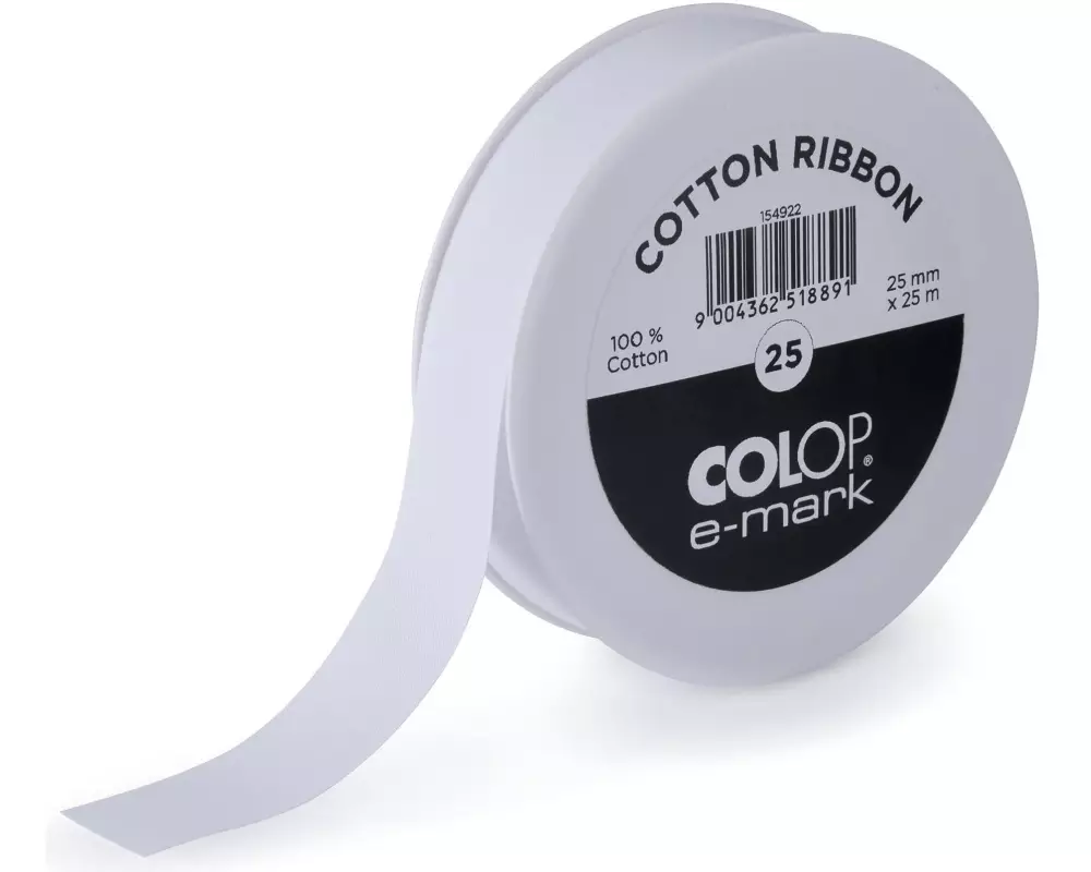 Colop Textilband e-mark 25 mm x 25 m, Weiss