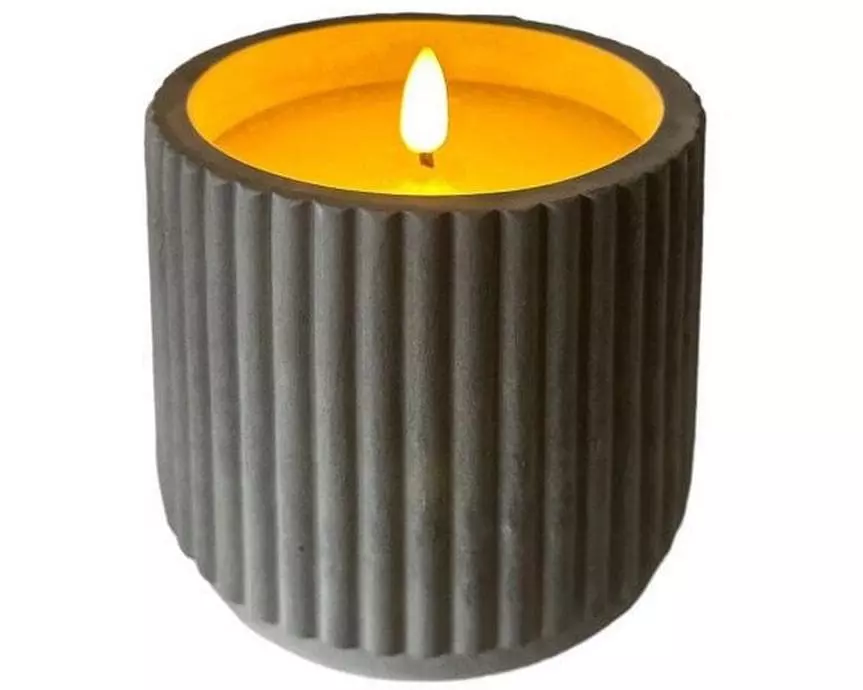 Dameco LED-Wachskerze im Zementtopf, 10 cm x 9.5 cm