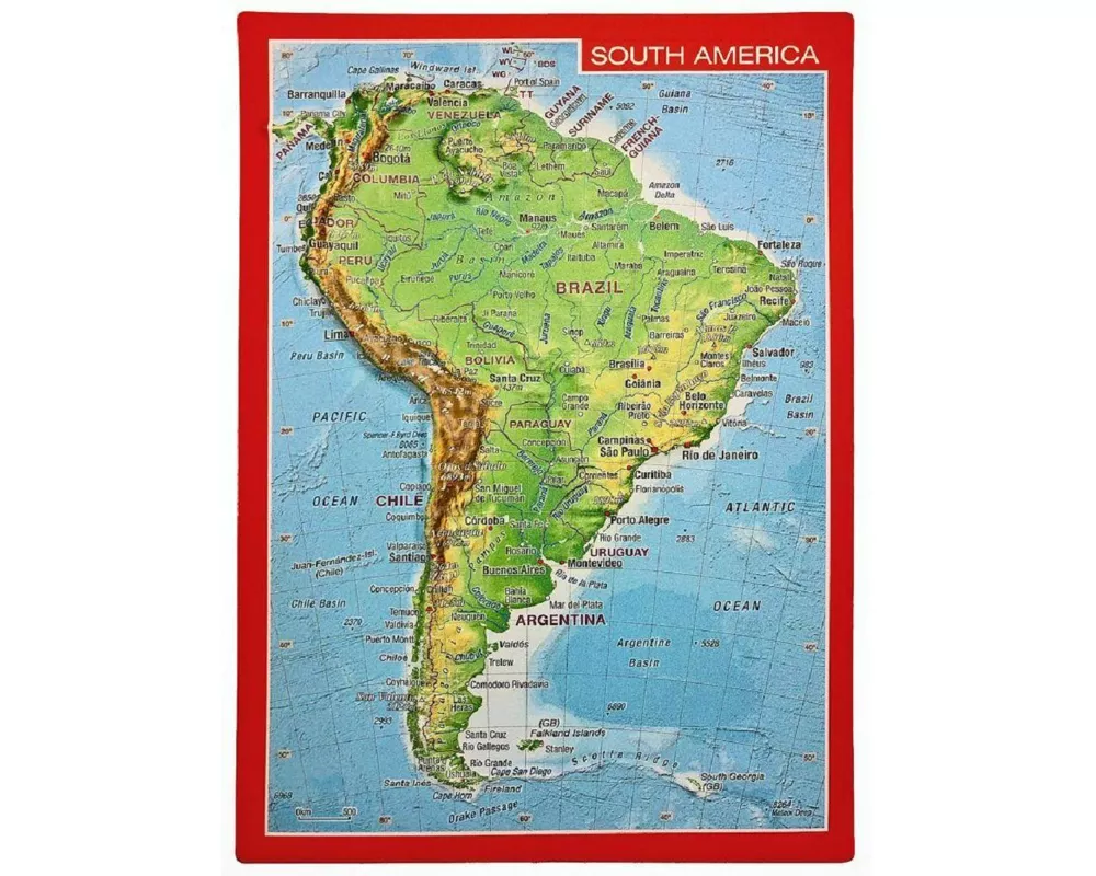 Reliefpostkarte Südamerika