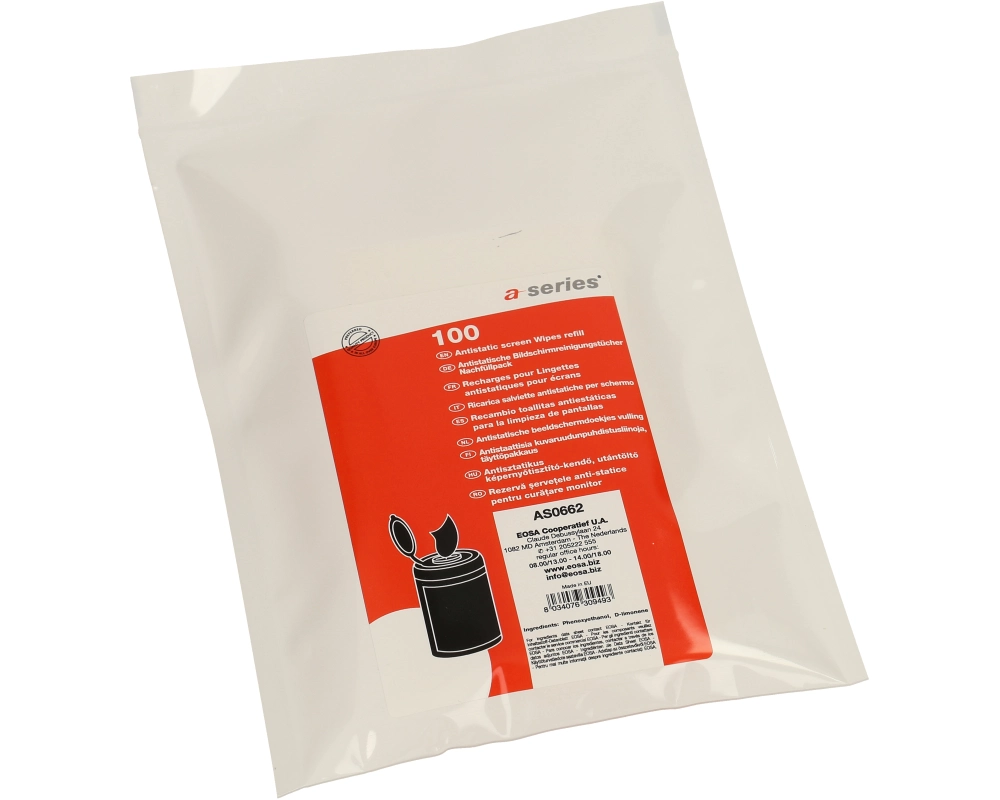 A-SERIES Bildschirmreinigungstücher AS0662 Ant.-Nachfüllbeutel 100 Stück