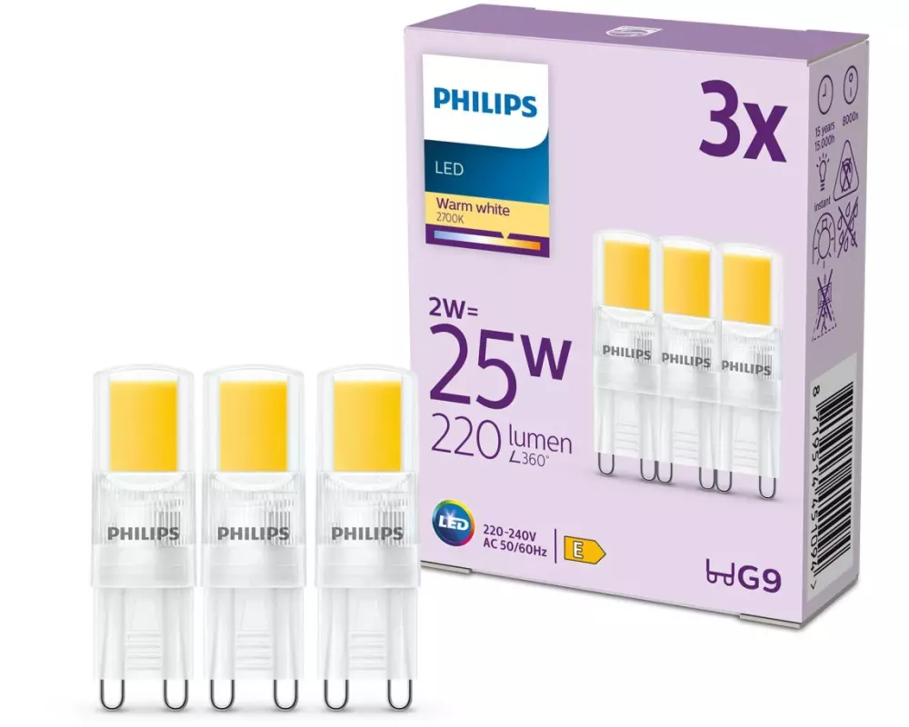 Philips Lampe (25W), 2W, G9, Warmweiss, 3 Stück