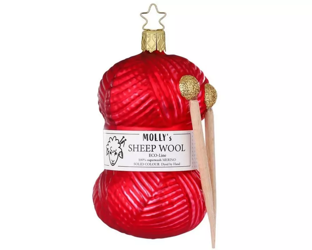 Inge Glas Manufaktur Weihnachtskugel Wolle Rot
