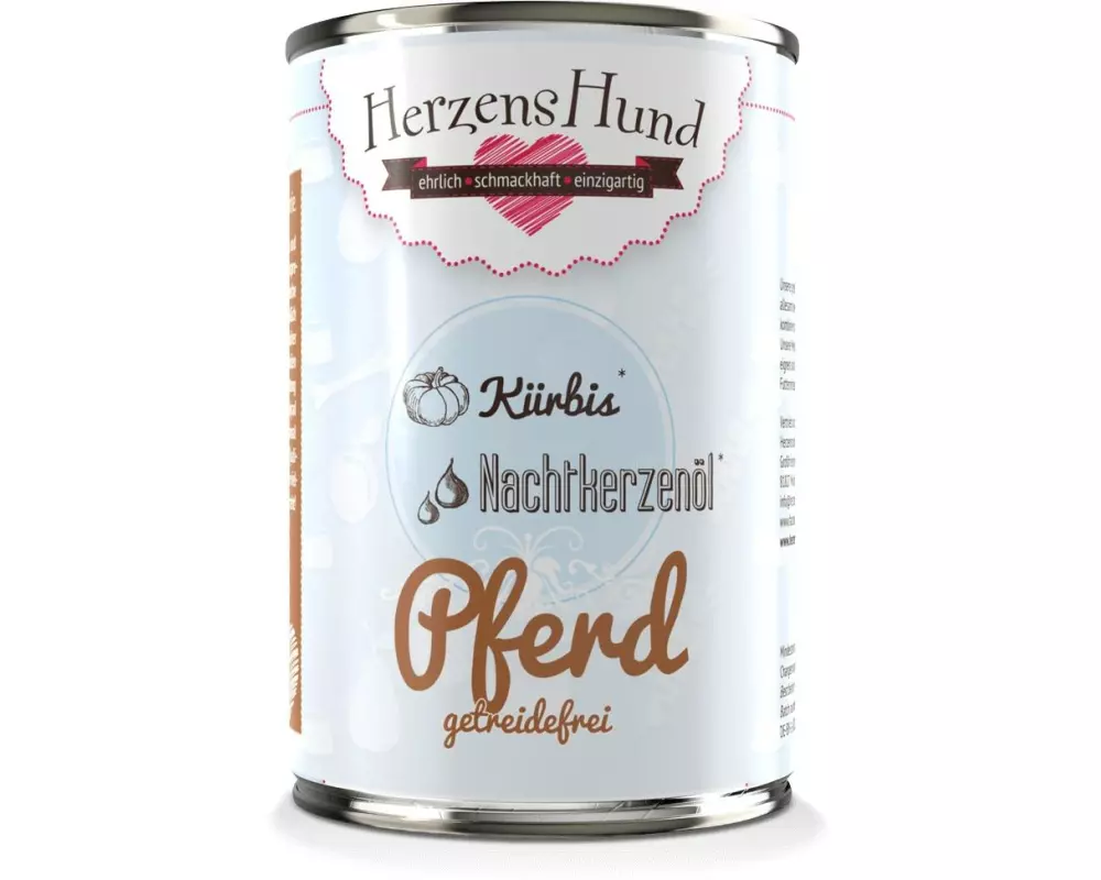 HerzensHund Nassfutter Getreidefrei Pferd mit Bio-Kürbis, 400 g