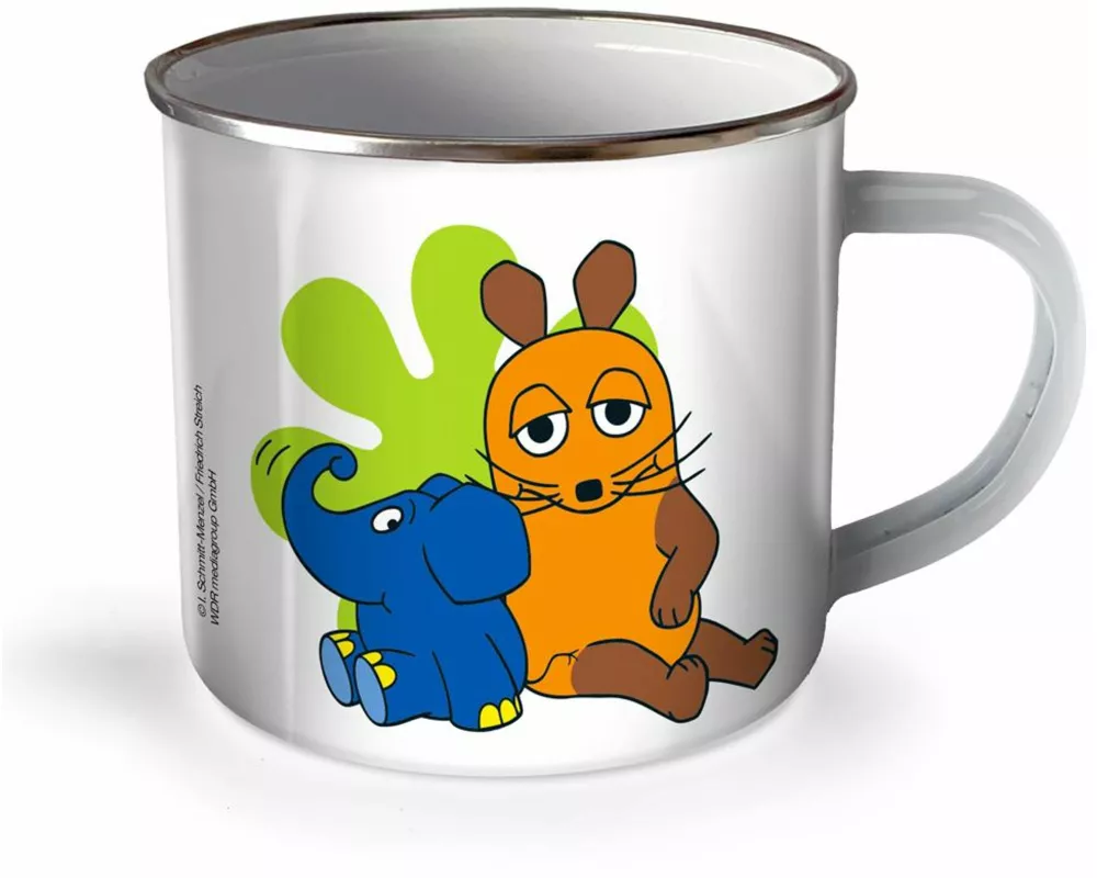 Trötsch Die Maus Emaille Becher Tasse Maus und Elefant