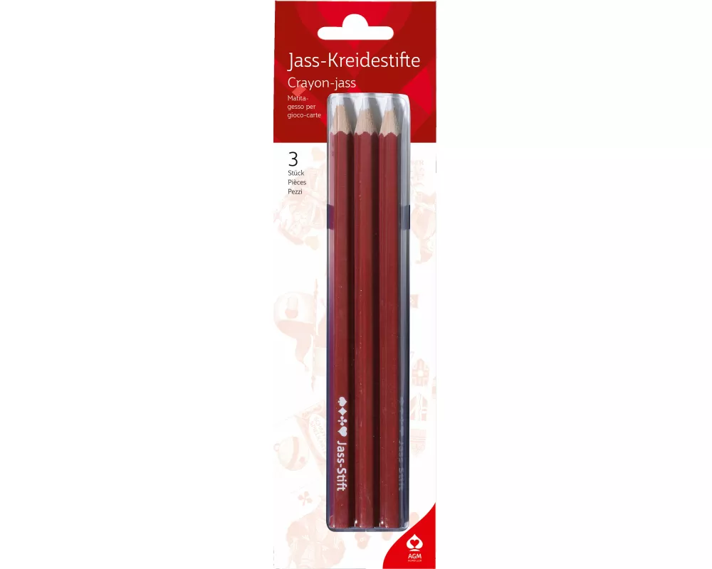 3 Jass-Kreidestifte mit Jass-Signet 8 mm auf Blister