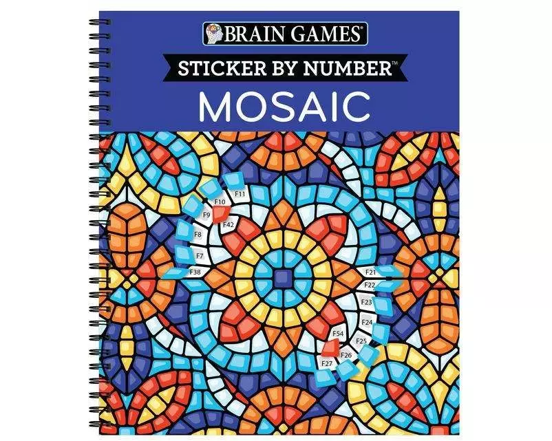Brain Games - Sticker by Number: Mosaic (20 Complex Images to Sticker)