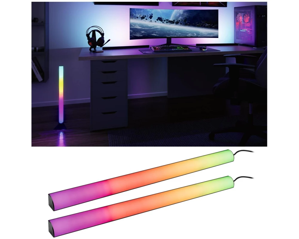 Paulmann EntertainLED Lightbar Dynamic RGB, 60 cm, Schwarz, 2er Set