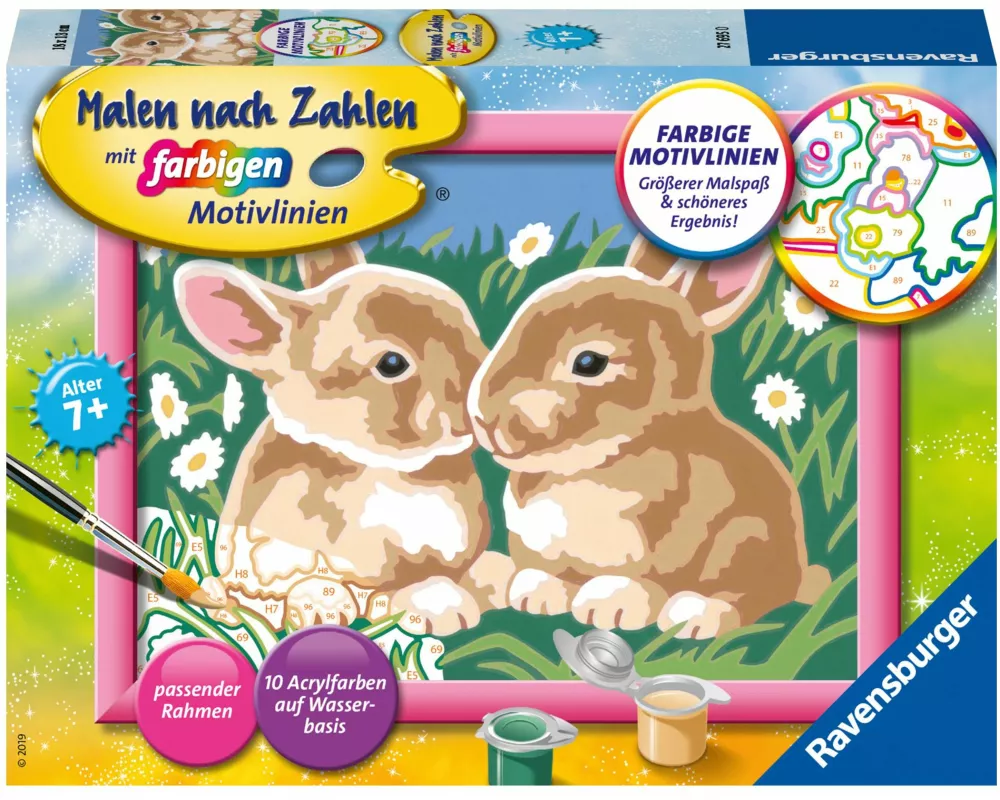 CreArt, Malen nach Zahlen Kinder - Niedliche Häschen