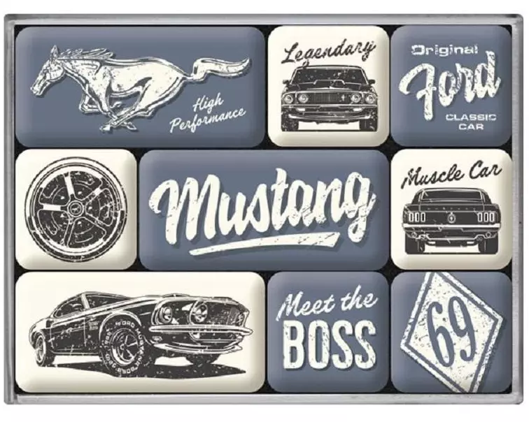 Nostalgic Art Magnet-Set Ford Mustang 1 Stück, Mehrfarbig