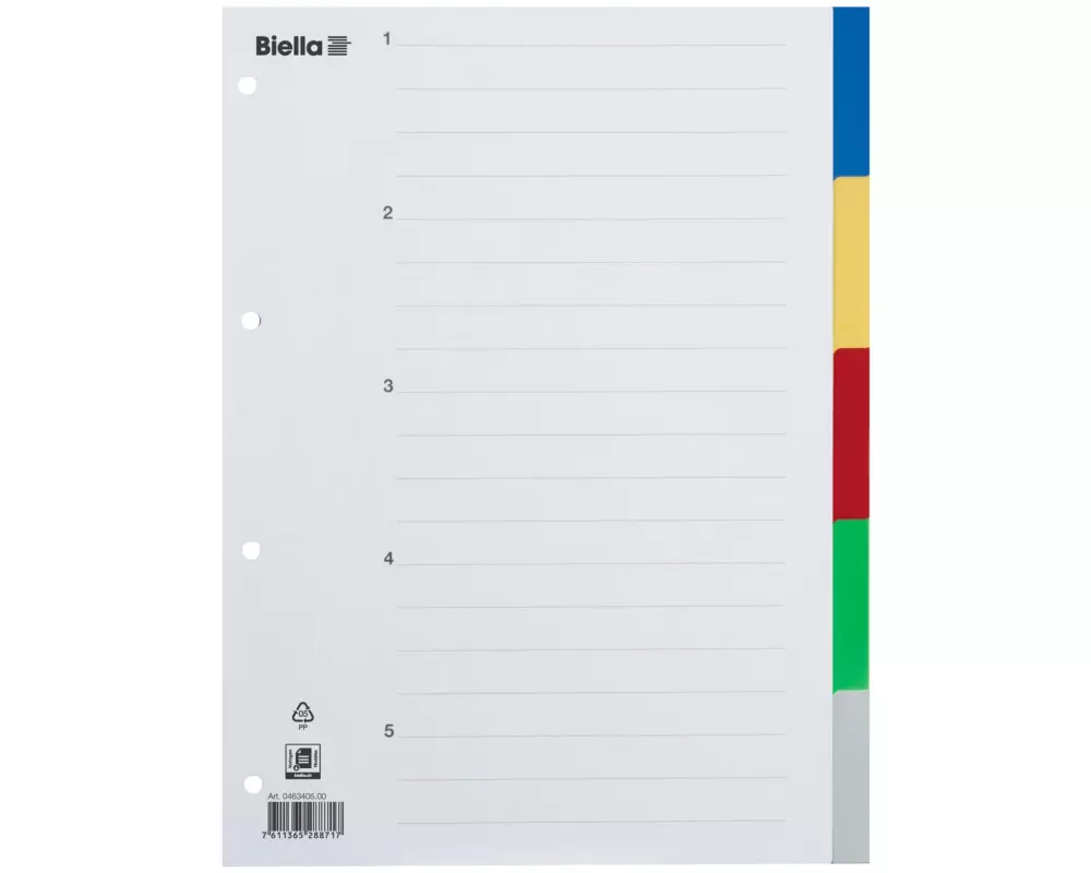 Biella Register A4 PP 5 Taben mit Indexblatt