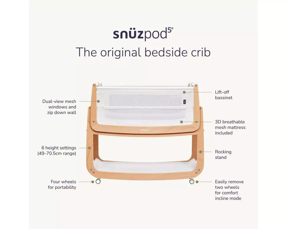 Snüz Fixleintuch Beistellbett, 2er-Set 80 x 44 cm, Rosa