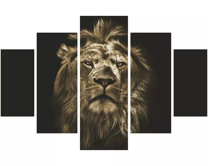 Wallxpert Bild Löwe 5-teilig, 92 x 56 cm