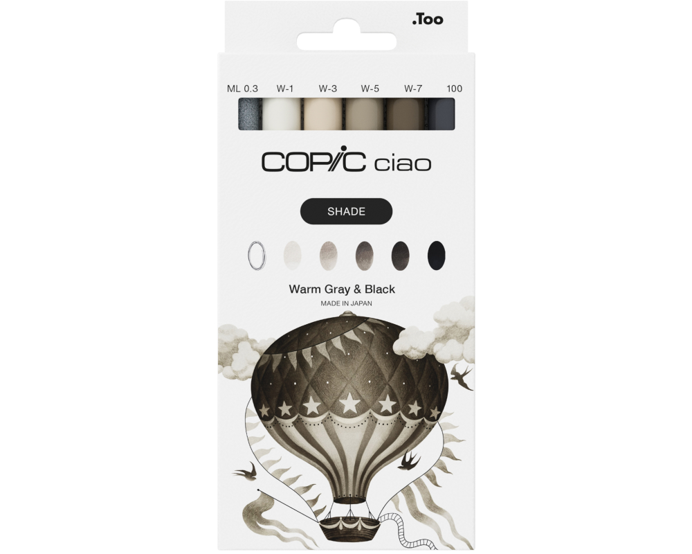 COPIC Marker Ciao 22075581 Warm Grey & Black 6 Stück