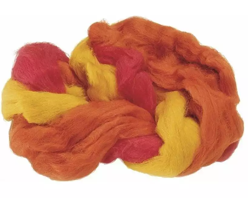 Heyda Filzwolle 3-Strang-Mix 50 g, Gelb/Orange/Rot