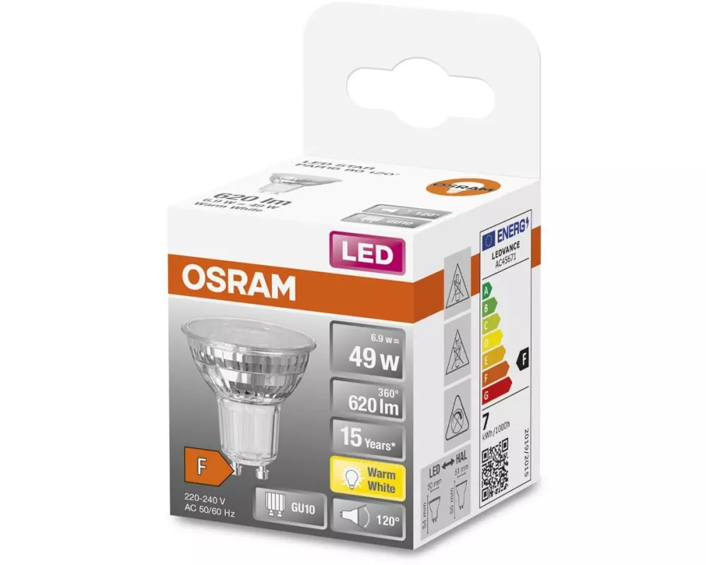 OSRAM Lampe LED Star PAR16 80 120° 6.9W 827 GU10 Warmweiss