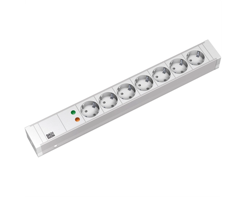 BACHMANN 19" 1,5HE 7xCEE7/3 ws 1xSPD Strom 2,0m CEE7/7