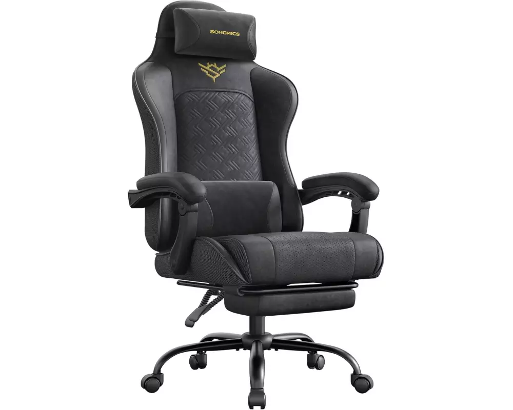 Songmics Bürostuhl mit Armlehnen Schwarz 133 cm