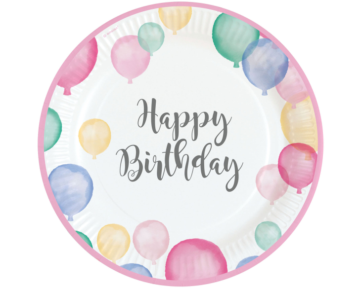 NEUTRAL Teller Happy Birthday 23cm 9903708-66 Pastel 8 Stück