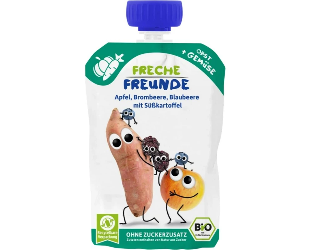 Freche Freunde Quetschie Apfel, Brombeere,Süsskartoffel Bio 100 g
