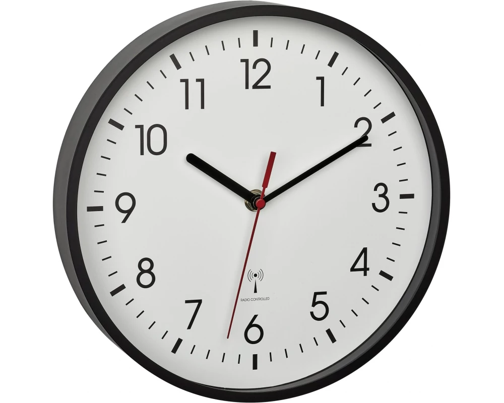 TFA Dostmann Funk-Wanduhr Schwarz