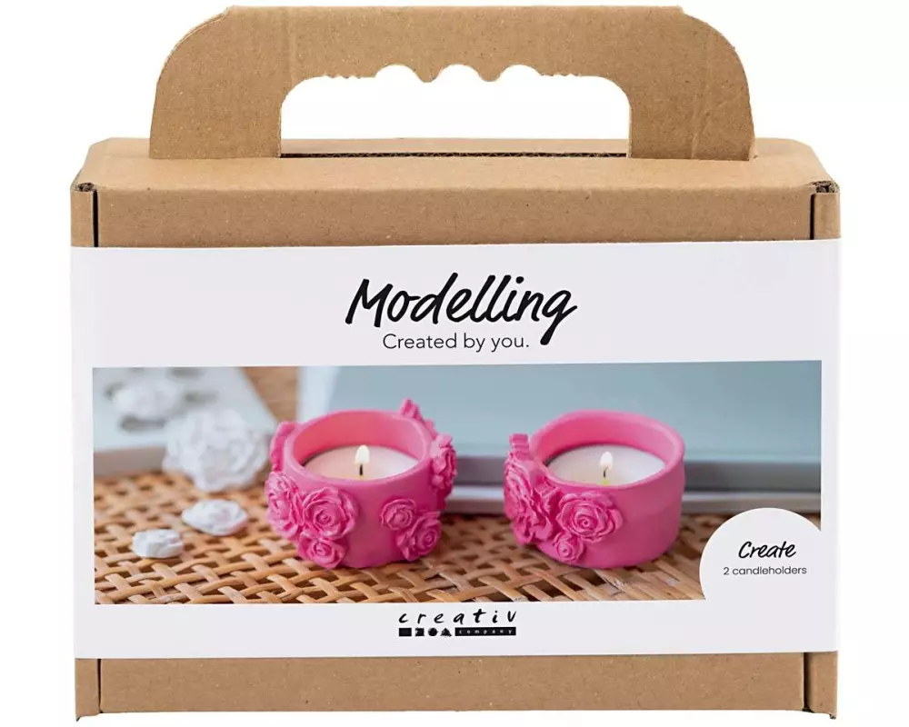 Creativ Company Bastelset Modellieren, Teelichthalter, Pink