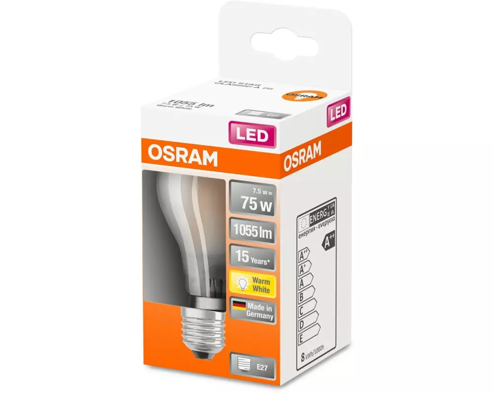 OSRAM Lampe Star Retrofit, 7.5W, E27, Warmweiss (WW)