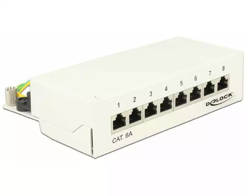 Delock Netzwerkpanel 8 Port Desktop Cat.6A LSA weiss