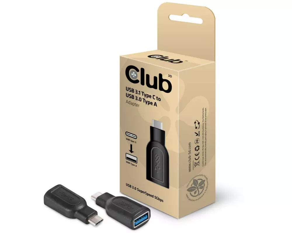 Club 3D USB 3.0 Adapter CAA-1521 USB-C Stecker - USB-A Buchse