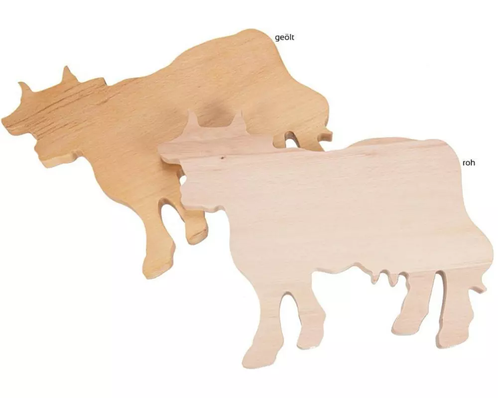 creanorm Schneidebrett Buche 35.5 x 27.5 x 2 cm, in Kuh Form, Roh