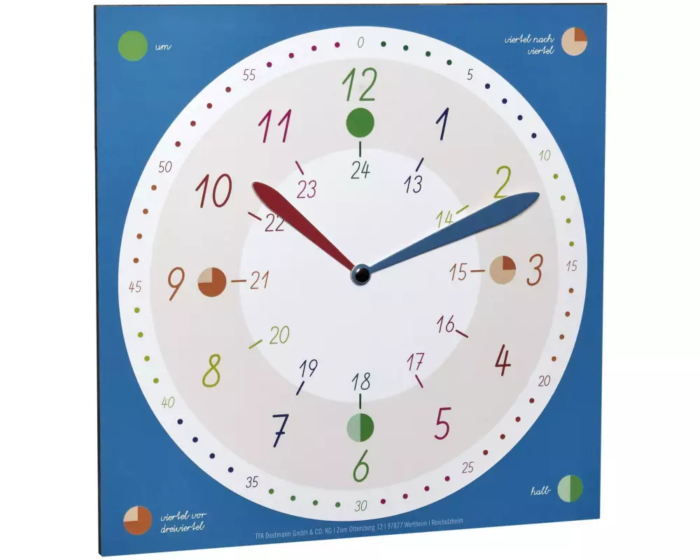 TFA Dostmann Kinder-Lernuhr Tick & Tack 30 x 30 cm, Mehrfarbig