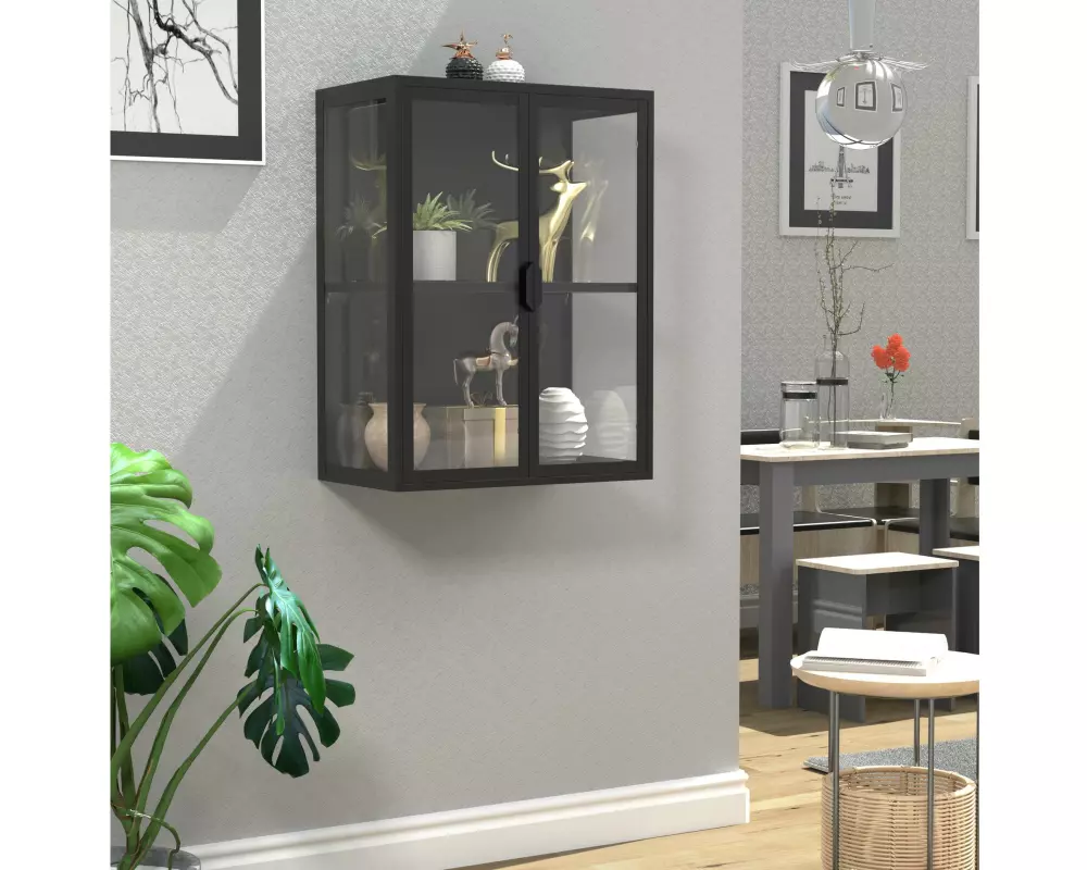 VCM Vitrine Flokas M 60 x 80 cm, Schwarz
