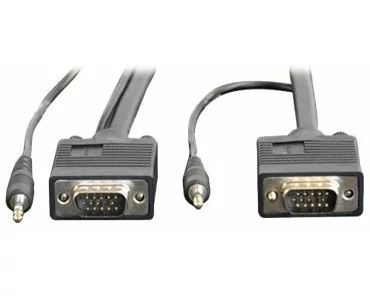 EATON TRIPPLITE VGA, High-Resolution, RGB, Coaxial Cable with Audio, HD15 and 3.5mm, M/M, 6ft. 1.83m