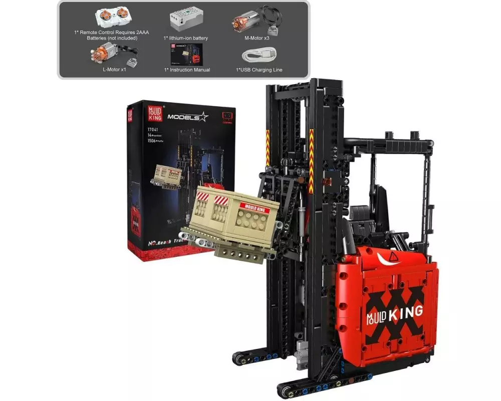 Mould King 17041 Schubmaststapler Baumaschinen-Modell rot