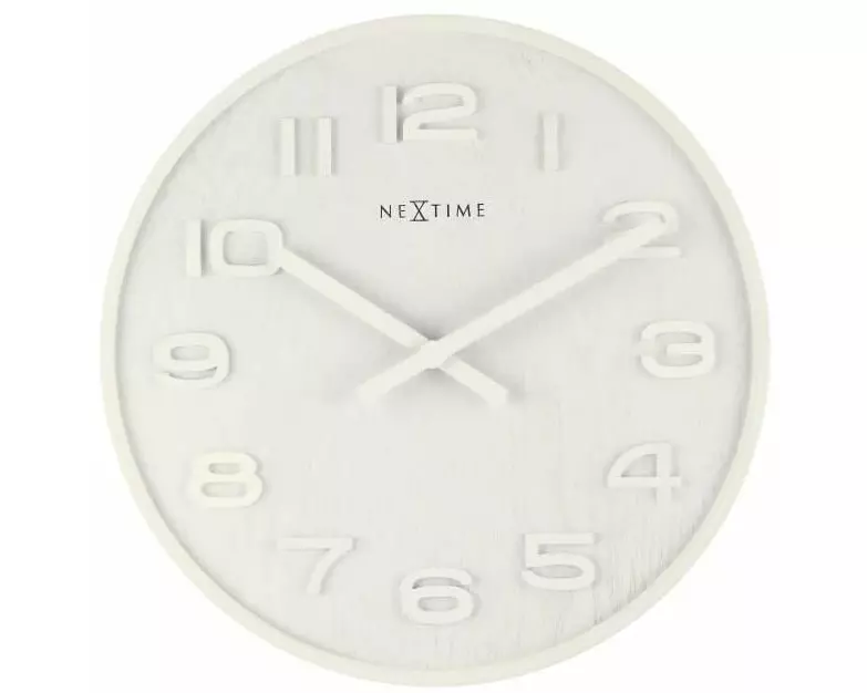NeXtime Wanduhr Wood Wood Big Ø 52,8 cm Weiss