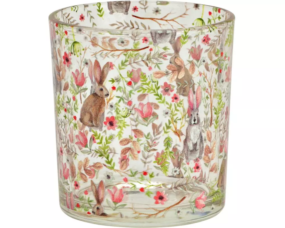 G. Wurm Windlicht mit Hasendekor 7 x 8 x 7 cm