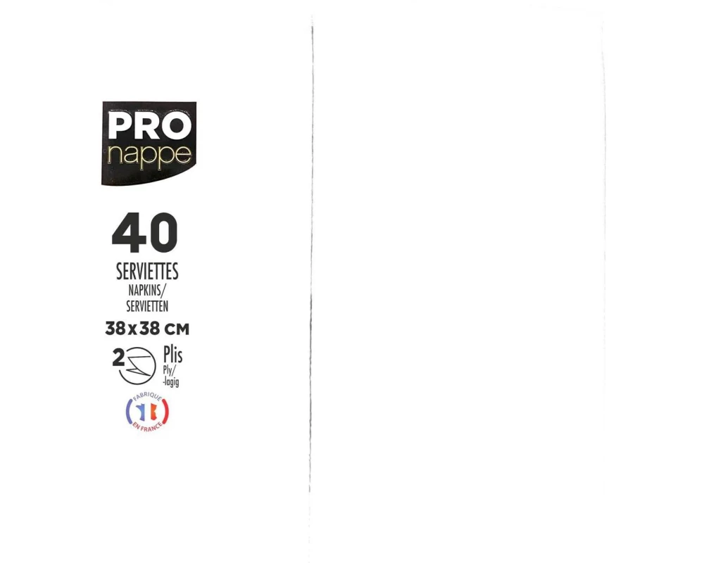 PRO nappe Papierservietten 2-lagig, 38 x 38 cm, 40 Stück, Weiss
