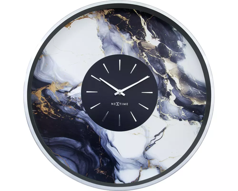 NeXtime Wanduhr Marble Duo Ø 48 cm, Silber