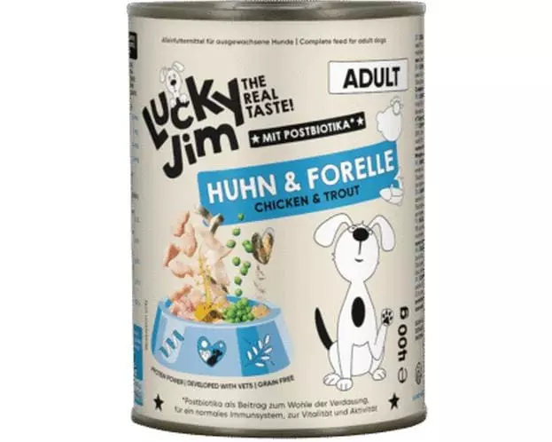 Lucky Jim Nassfutter Adult Huhn und Forelle 400g