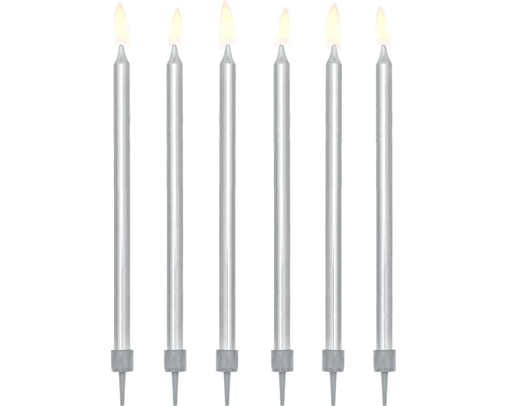 Partydeco Kerze 12.5 cm, 12-teiig, Silber